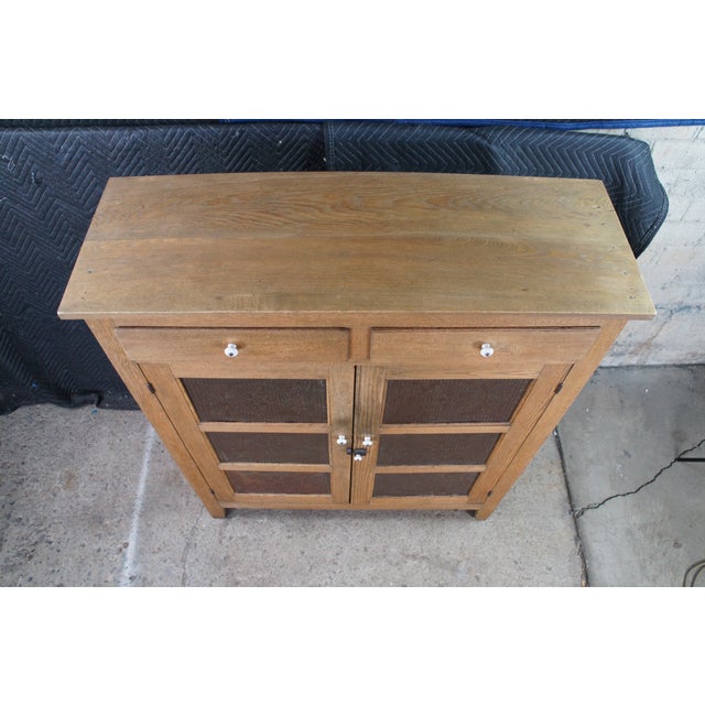 Antique Farmhouse Oak Pierced Tin Star Pie Safe Kitchen Cupboard Cabinet 51" For Sale - Image 4 of 12