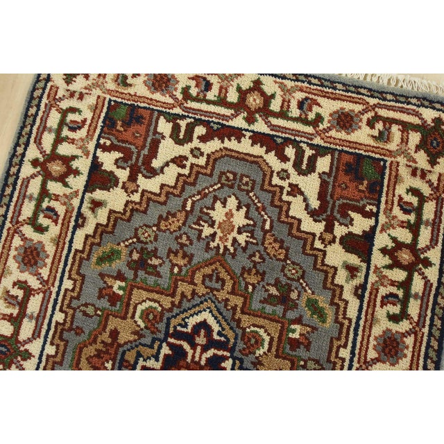 2020s Heriz Runner 2’7” X 5’10” Blue Wool Tribal Hand-Knotted Oriental Rug For Sale - Image 5 of 10
