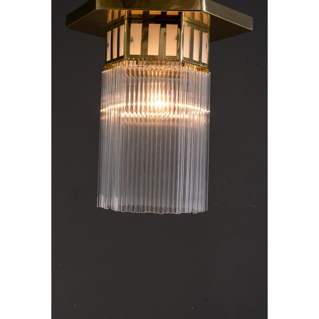 Gold Art Deco Ceiling Lamp in Opal Glass with Glass Sticks, Vienna, Austria, 1920s For Sale - Image 8 of 10