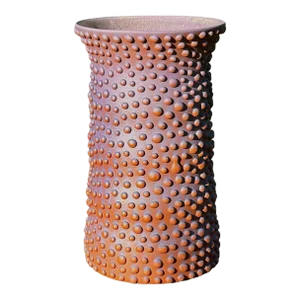 Fluted Purple and Rust Organic Dot Ombre Vase