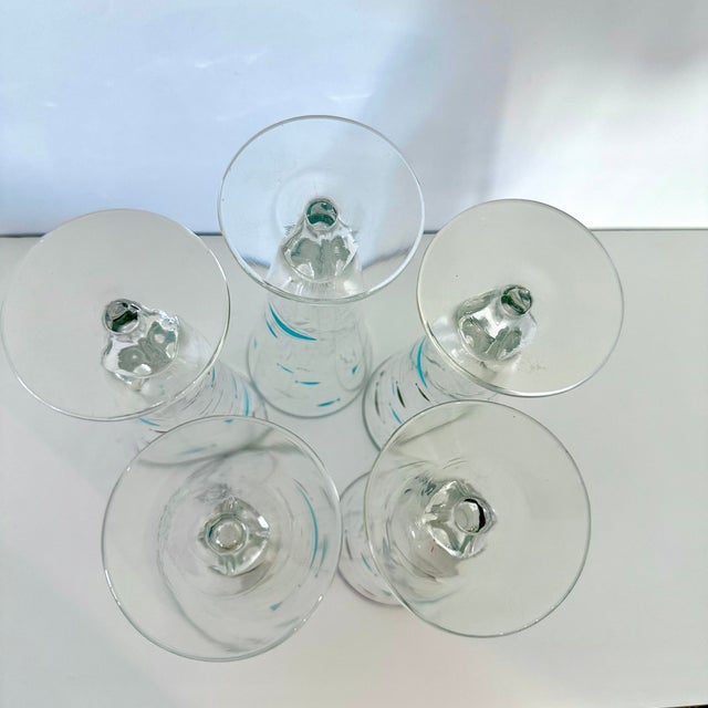 1960s Mid-Century Modern Atomic Fish Pilsner Beer Glasses, Libbey Glasses; Turquoise and Black W Platinum Trim; Set of 5 For Sale - Image 15 of 16