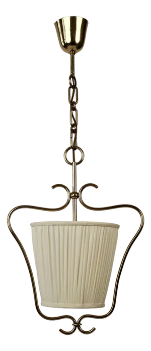 Austrian Pendant in Brass with Silk Shades by Rupert Nikoll, 1955
