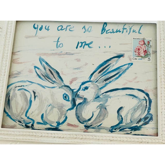 Abstract Romantic Rabbits Abstract Mixed Media Famed For Sale - Image 3 of 5