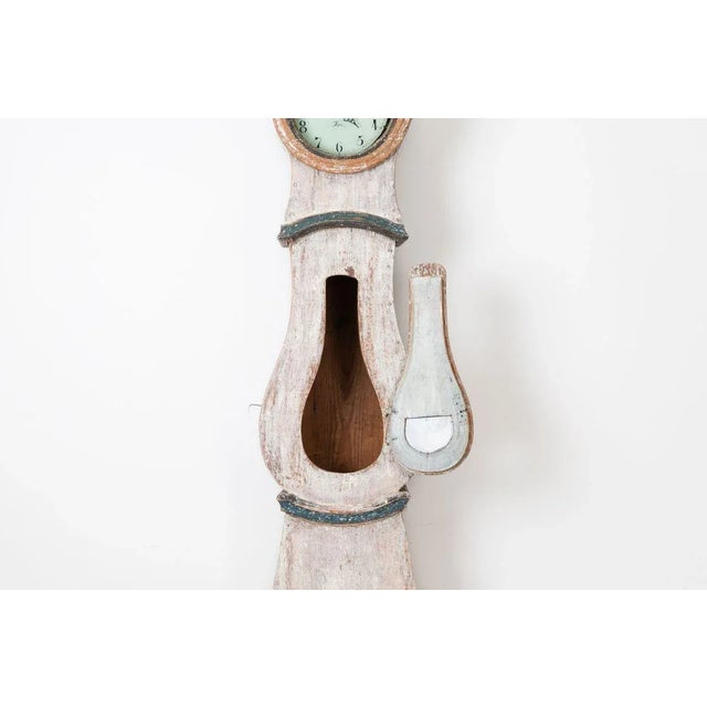 White Swedish Long Case Clock in Painted Pine For Sale - Image 8 of 11