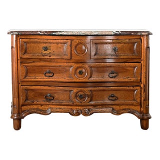 18th Century French Louis XV Period Commode With Original Hand Cut Marble Top For Sale