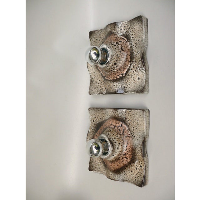 Mid-Century Modern Wall Lights in Ceramic and Fat Lava by Martin Müller, 1970s, Set of 2 For Sale - Image 3 of 18