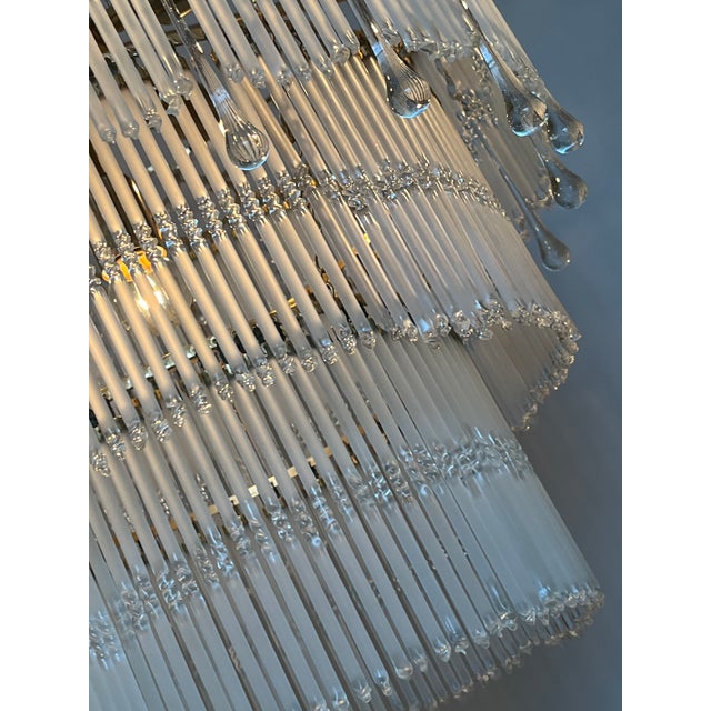 Vintage Opaline Teardrop Rod Chandelier, 1970s For Sale - Image 6 of 18