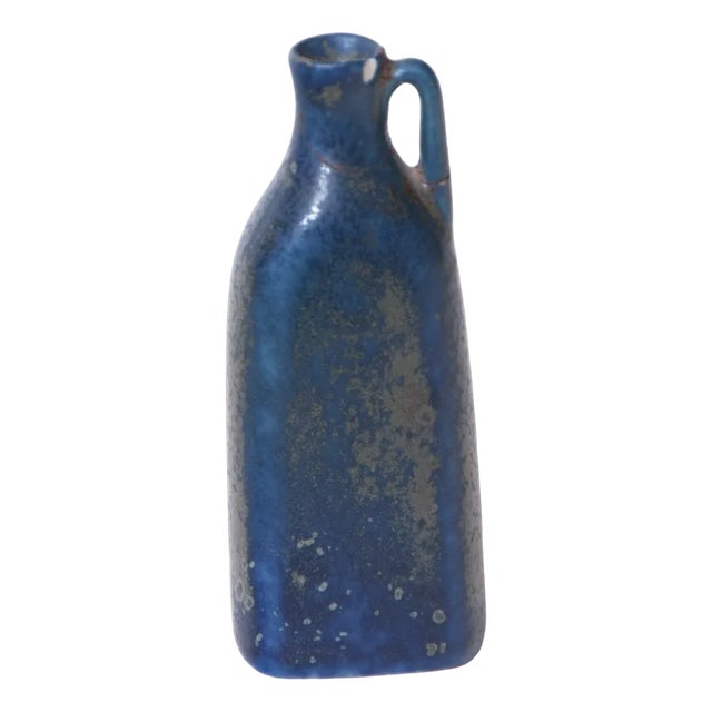 Miniature Blue Bottle Shaped Vase by Carl-Harry Stålhane, 1950s For Sale