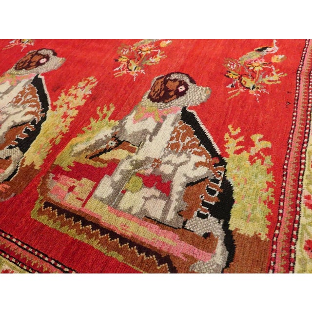 Mid 20th Century Galerie Shabab Collection Mid-20th Century Handmade Caucasian Karabagh Pictorial Accent Rug For Sale - Image 5 of 9
