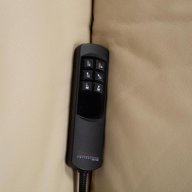 Cream Leather Armchair with Electric Function from Strässle For Sale - Image 10 of 17