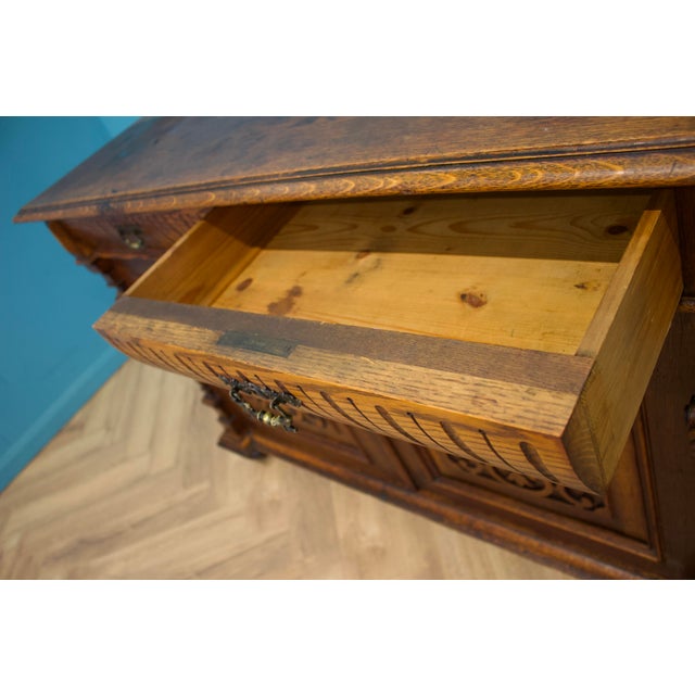Wood Antique Continental Oak Sideboard, 1900s For Sale - Image 7 of 10