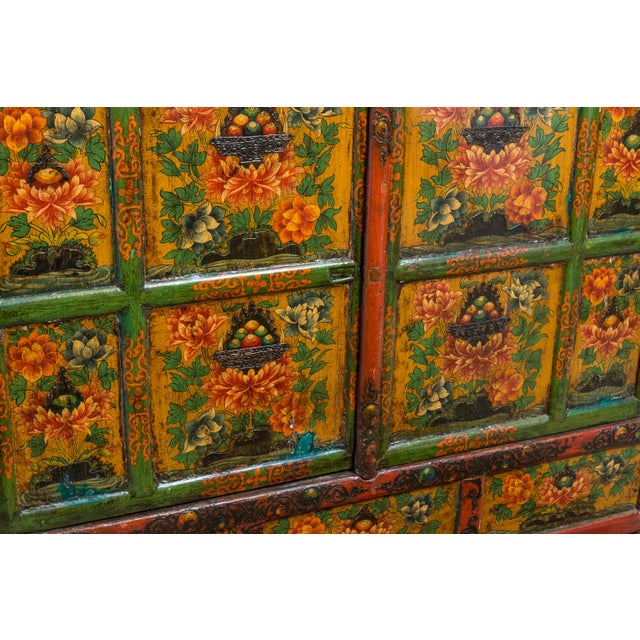 Metal Painted Tibetan Cabinet For Sale - Image 7 of 8