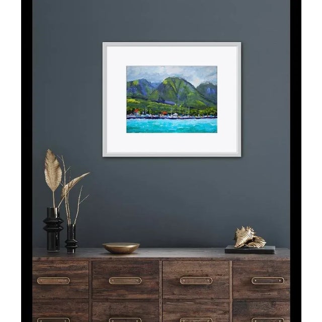"Lahaina Maui" Contemporary Original Impressionist Style Tropical Landscape Oil Painting For Sale - Image 4 of 12