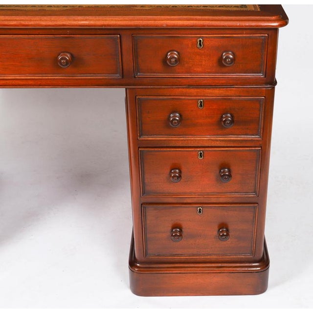 Gold Vintage Flame Mahogany Twin Pedestal Desk For Sale - Image 8 of 18