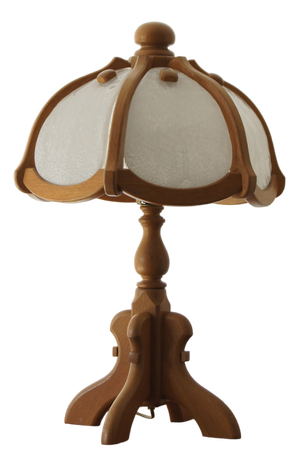 Wooden Table & Glass Lamp from Asmuth Leuchten