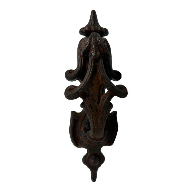 Antique Heavy Wrought Iron Door Knocker For Sale
