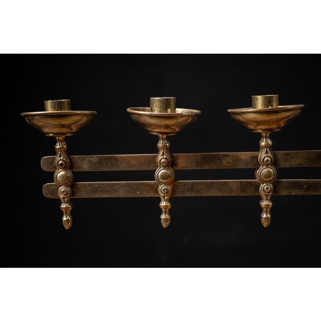 Metal Late 19th Century Adjustable Brass Sabbath Candelabrum For Sale - Image 7 of 15