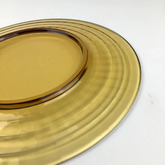 1940s Art Deco Amber Cut Glass Salad or Dessert Plates - a Pair For Sale In Portland, ME - Image 6 of 7