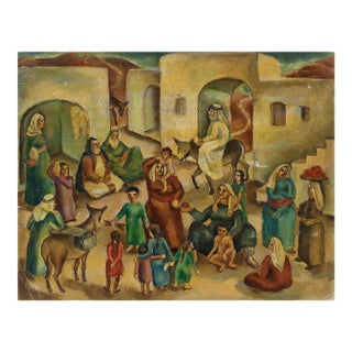 Ida Shelesnyak Mirrof, Jewish Village Palestine/Israel C.1930s Modernist Painting For Sale