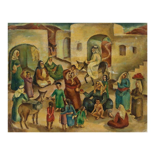 Ida Shelesnyak Mirrof, Jewish Village Palestine/Israel C.1930s Modernist Painting For Sale