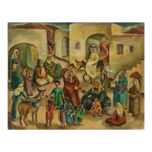 Ida Shelesnyak Mirrof, Jewish Village Palestine/Israel C.1930s Modernist Painting