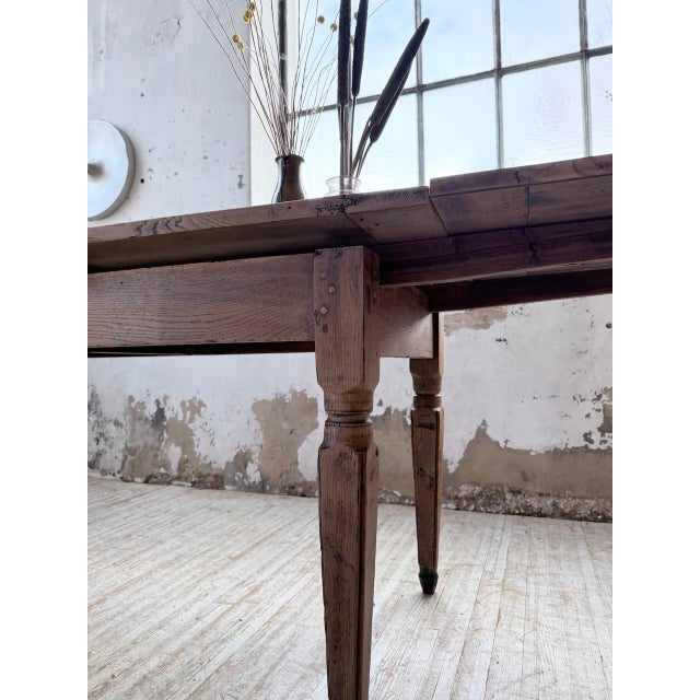Vintage Farmhouse Table in Oak with Integrated Extensions, 1950s For Sale - Image 17 of 18