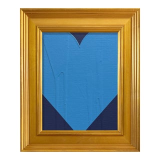 Ron Giusti Mini Heart Navy Azure Acrylic Painting For Sale
