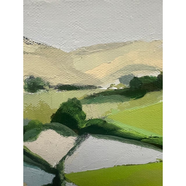 2020s "Far Afield" Contemporary Impressionist Landscape in Greens, Cream and Pastel Blues and Lavender by Mill Valley Artist Mary Anne McKernie For Sale - Image 5 of 9