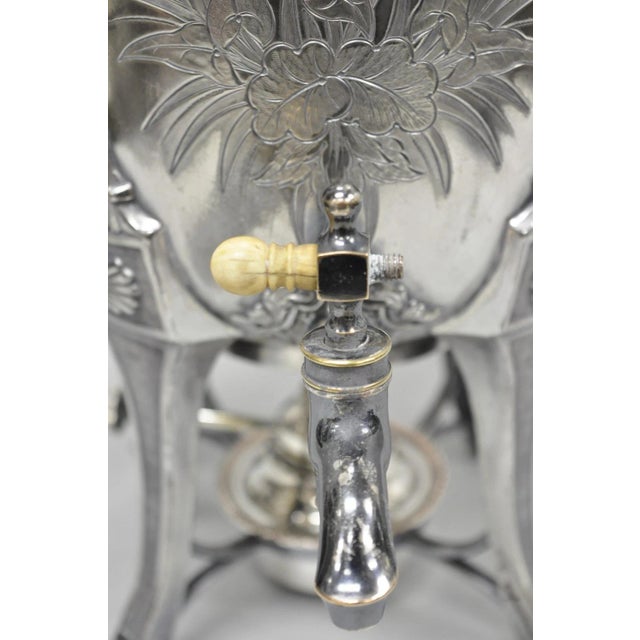 Antique Victorian Silver Plated Floral Engraved Coffee Samovar by Lucius Hart For Sale - Image 11 of 18