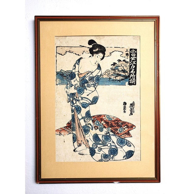 Keisai Eisen, Geisha Bijin-Ga, 19th Century, Woodcut For Sale - Image 7 of 7