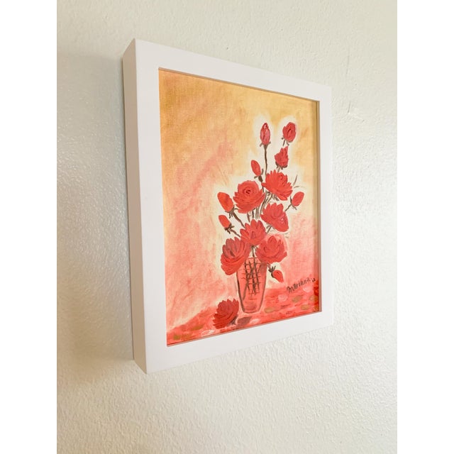 Gallery Framed Modern Original Monochromatic Floral Painting on Canvas For Sale - Image 4 of 7