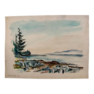Henry Emil Salloch Original Watercolor on Paper Warren Island, 1950 For Sale