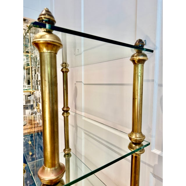 Mid-Century Brass Glass Étagère Bookcase Display For Sale - Image 4 of 17