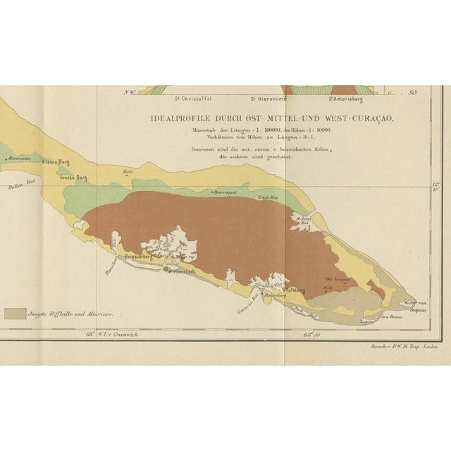 Late 19th Century Antique Geological Map of Curaçao in the Dutch Caribbean, 1888 For Sale - Image 5 of 9