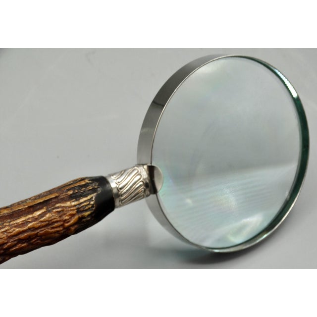 Metal Antique Sterling Silver & Stag Horn Magnifying Glass Hallmarks For Sale - Image 7 of 8