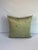 Custom made green silk pillows with embroidered purple floral accents double sided. Feather down insert and invisible...