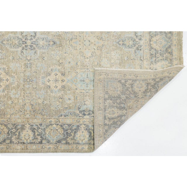 Transitional Modern Transitional Tabriz Style Hand-Knotted Wool & Silk Area Rug in Beige For Sale - Image 3 of 11