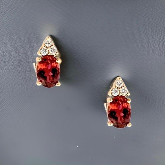 2010s Natural Tourmaline Diamond Earrings 14k Gold 1.87 TCW Certified For Sale - Image 5 of 8