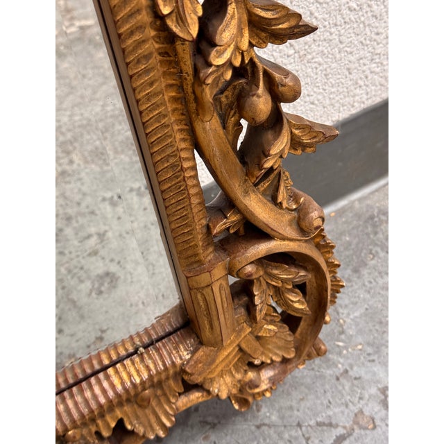 Gold English Chippendale Carved Giltwood Mirror, Mid 20th Century For Sale - Image 8 of 12