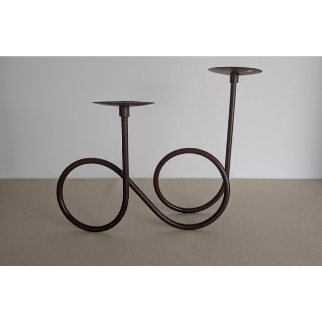 Vintage Double Loop Metal Candleholder For Sale In New York - Image 6 of 8