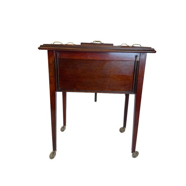 Hollywood Regency Regency Revival Metamorphic Mahogany Butler's Trolley, England, 1900s For Sale - Image 3 of 18