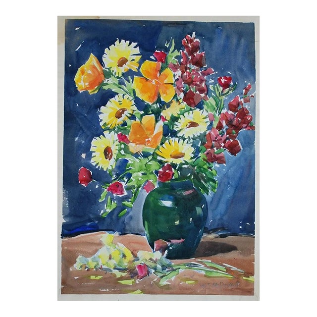 William Thomas McDeymitt Bouquet Original Watercolor Painting 1920’s For Sale