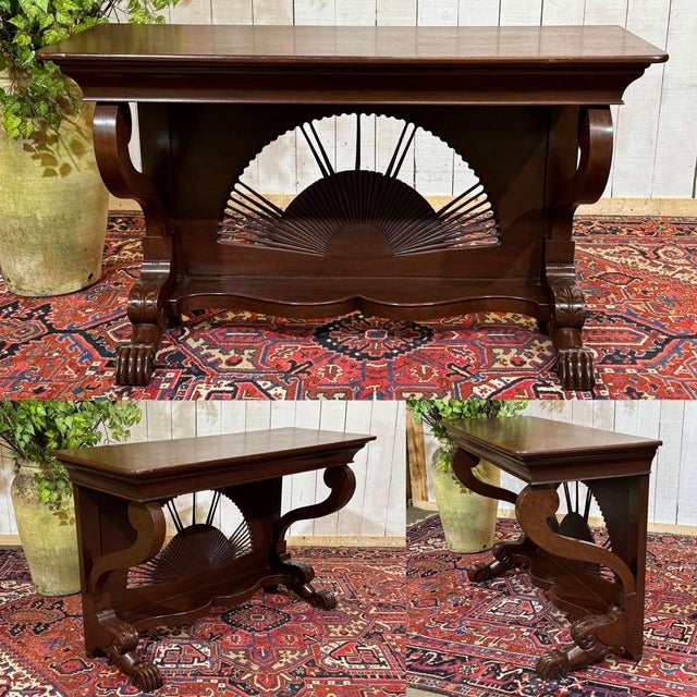 Louis Philippe style teak console from the 1950s - Indonesian work - demountable - L=1m34, D=59cm, H=83cm.
