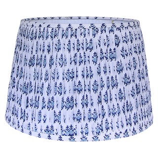 Blue Block Print Pleated Lamp Shade For Sale