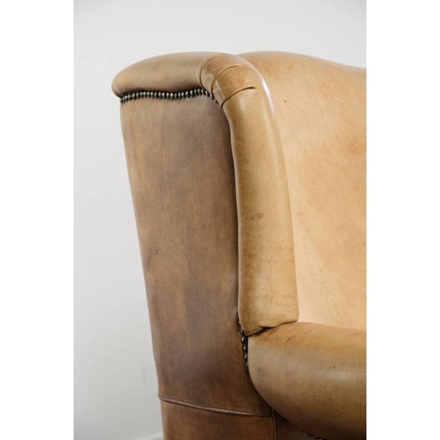 Wing Club Chairs in Light Cowhide Leather, Set of 2 For Sale - Image 12 of 16