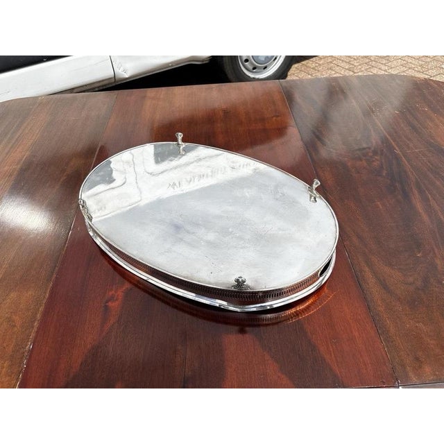 Large Silver Plate Gallery Drinks Tray with Equestrian Copper Engraving For Sale - Image 5 of 9