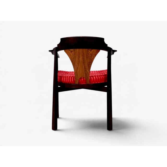 Edward Wormley, Horseshoe Chairs, Mahogany, Rosewood, Red Fabric, Usa, 1950s For Sale - Image 14 of 16