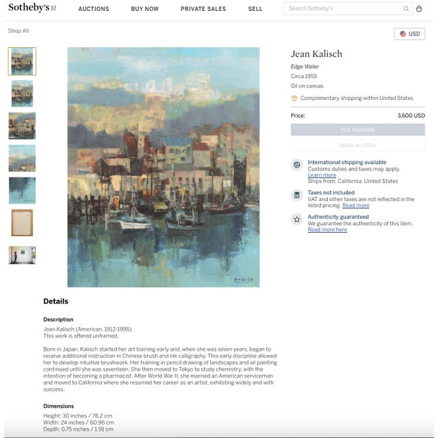 1960 “Coit Tower, San Francisco”, Mid-Century Modern Oil Painting on Panel by Jean Kalisch For Sale - Image 11 of 11