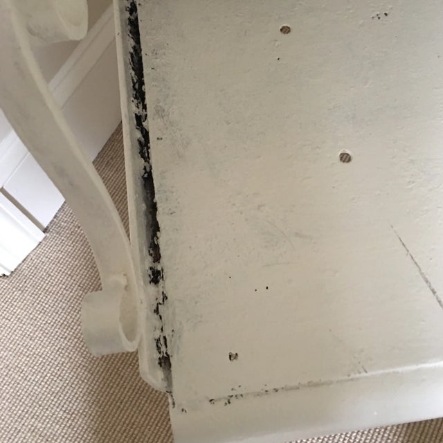 White Vintage French Iron Painted Armchair Fauteuil Chair W Pillow For Sale - Image 8 of 10