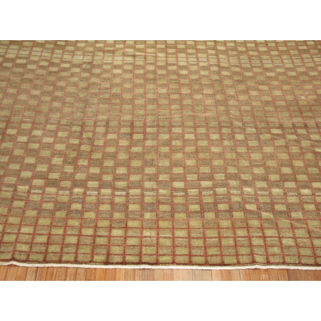 Mid-20th Century Checkered Vintage Turkish Anatolian Brown Room Size Rug For Sale - Image 4 of 6